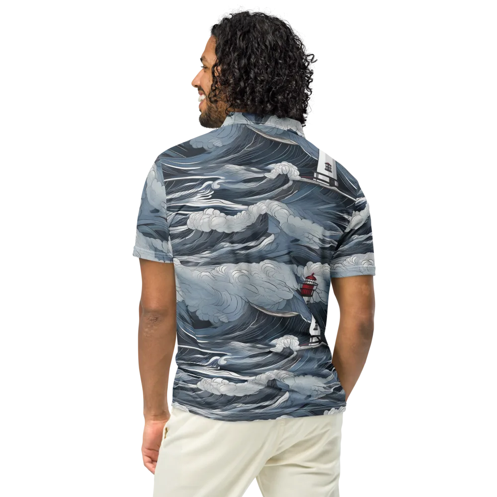 Midnight Lighthouse on Men's Slim Fit Polo Shirt — Back