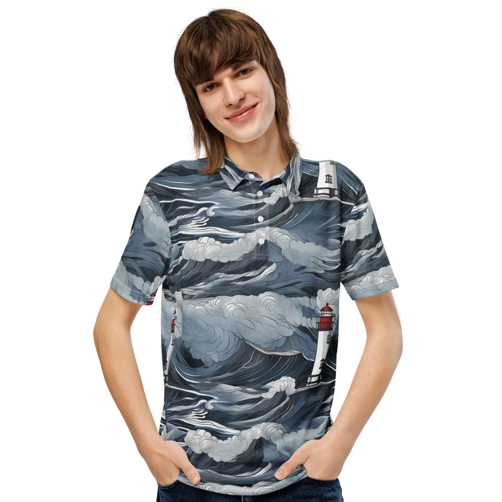 Midnight Lighthouse on Men's Slim Fit Polo Shirt — Front