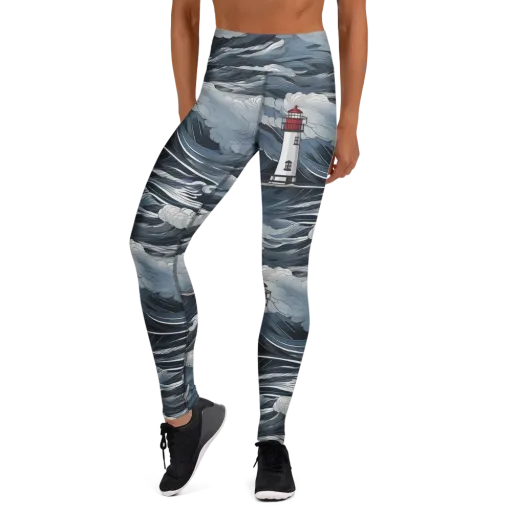 Midnight Lighthouse on a Yoga Leggings