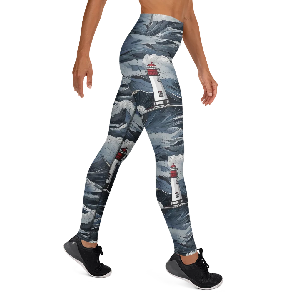 Midnight Lighthouse on Yoga Leggings — Right