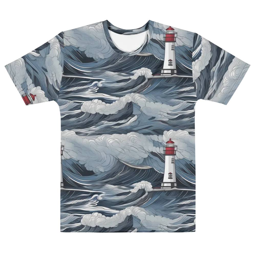 Midnight Lighthouse on Men's Cotton Crew Neck T-Shirt — Front