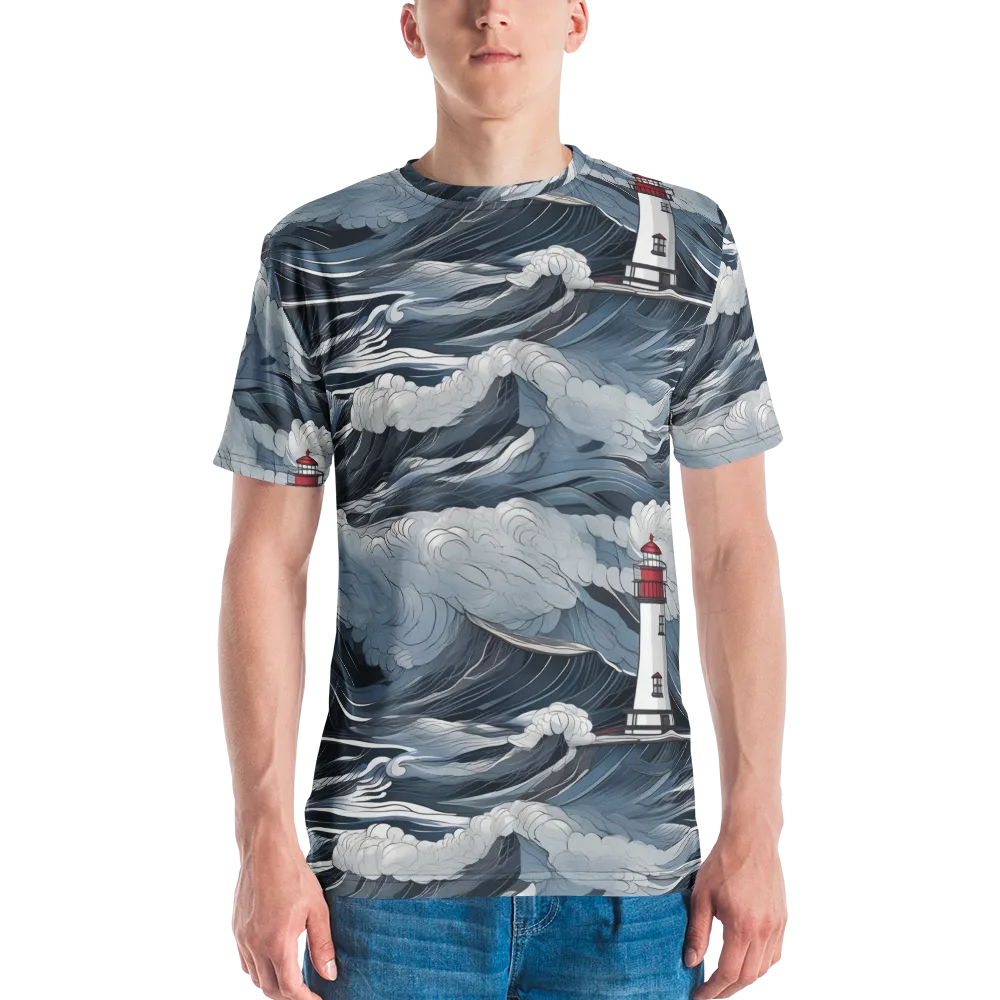 Midnight Lighthouse on Men's Crew Neck T-Shirt — Front
