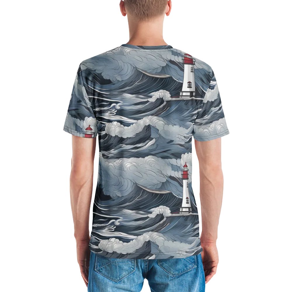 Midnight Lighthouse on Men's Crew Neck T-Shirt — Back