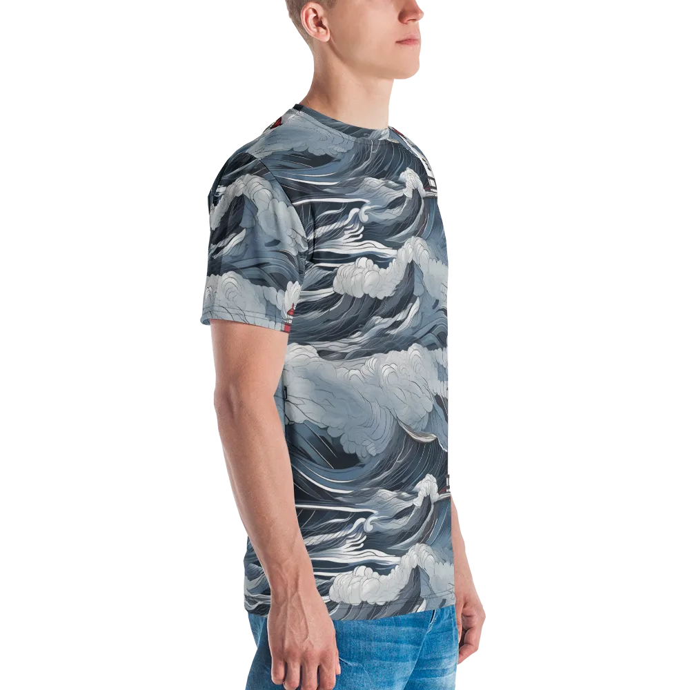 Midnight Lighthouse on Men's Crew Neck T-Shirt — Right