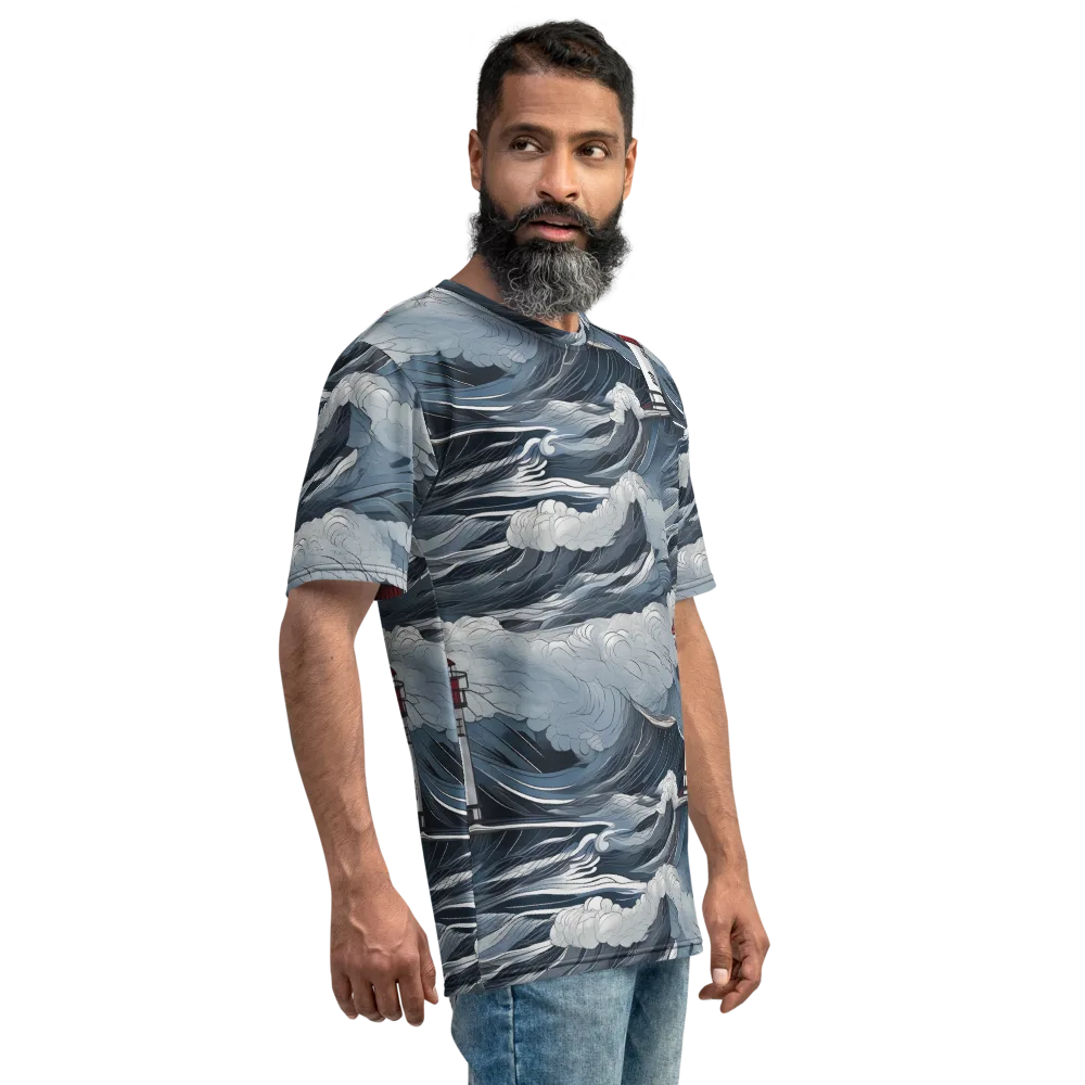 Midnight Lighthouse on Men's Crew Neck T-Shirt — Right
