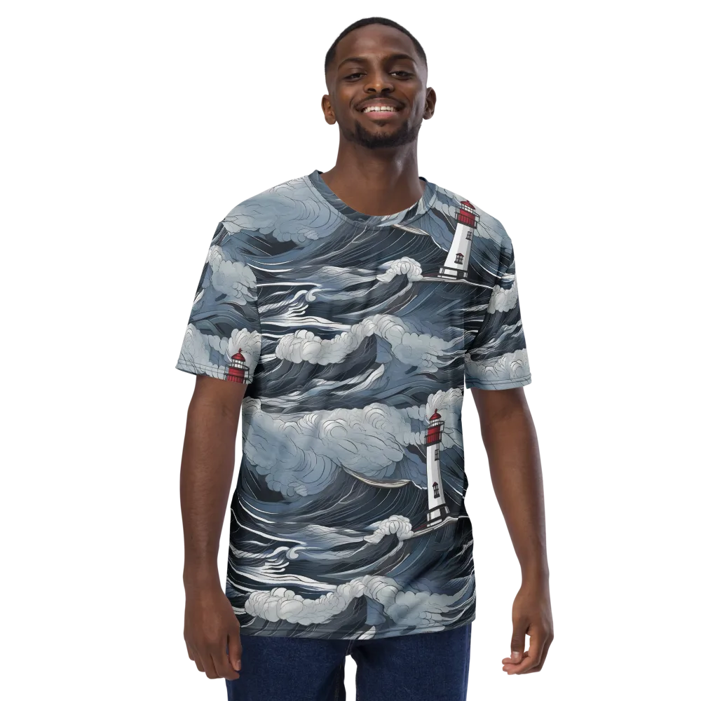 Midnight Lighthouse on Men's Crew Neck T-Shirt — Front