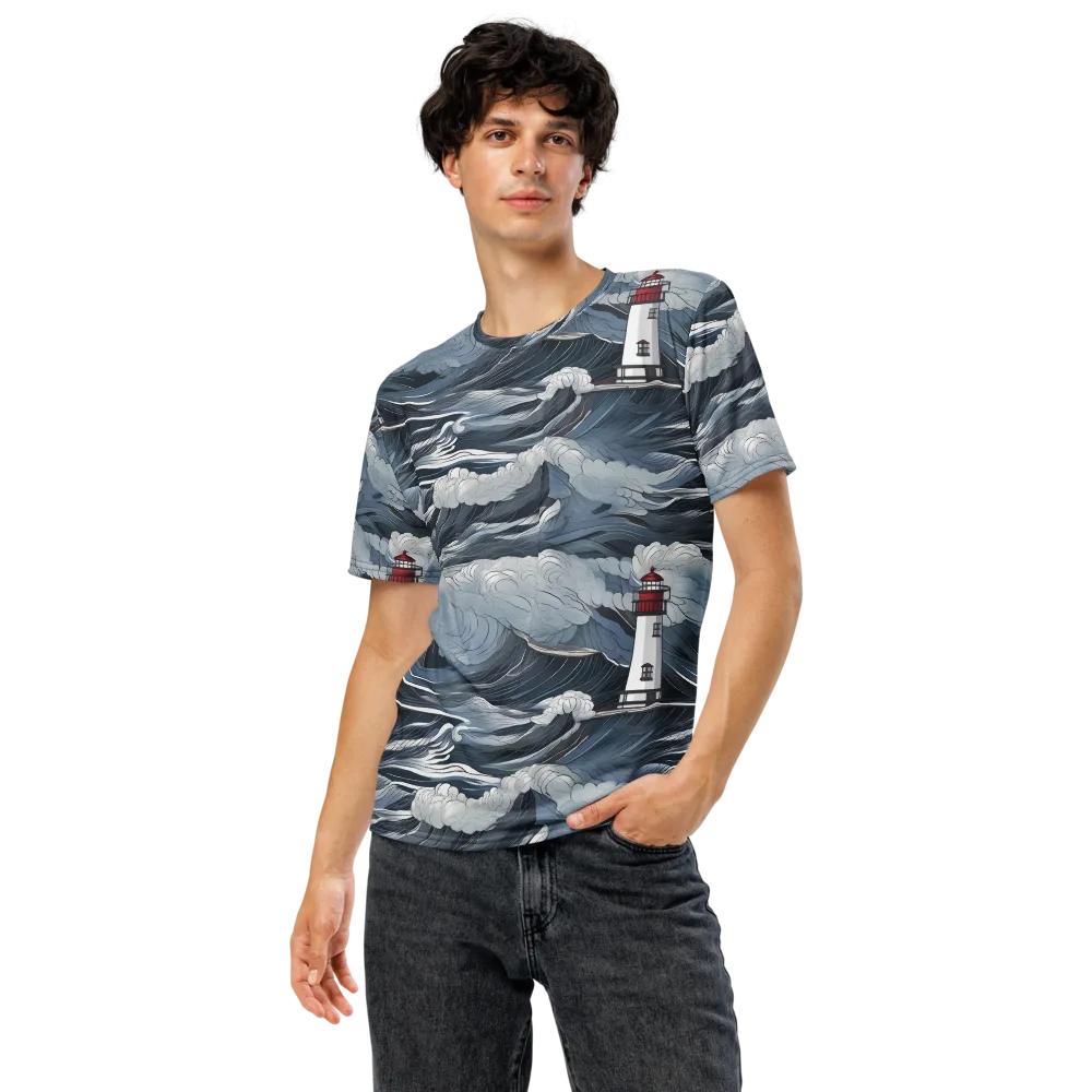 Midnight Lighthouse on Men's Crew Neck T-Shirt — Front