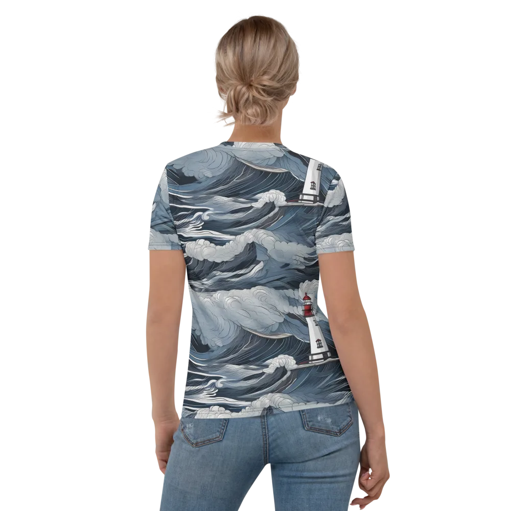 Midnight Lighthouse on Women's Crew Neck T-Shirt — Back