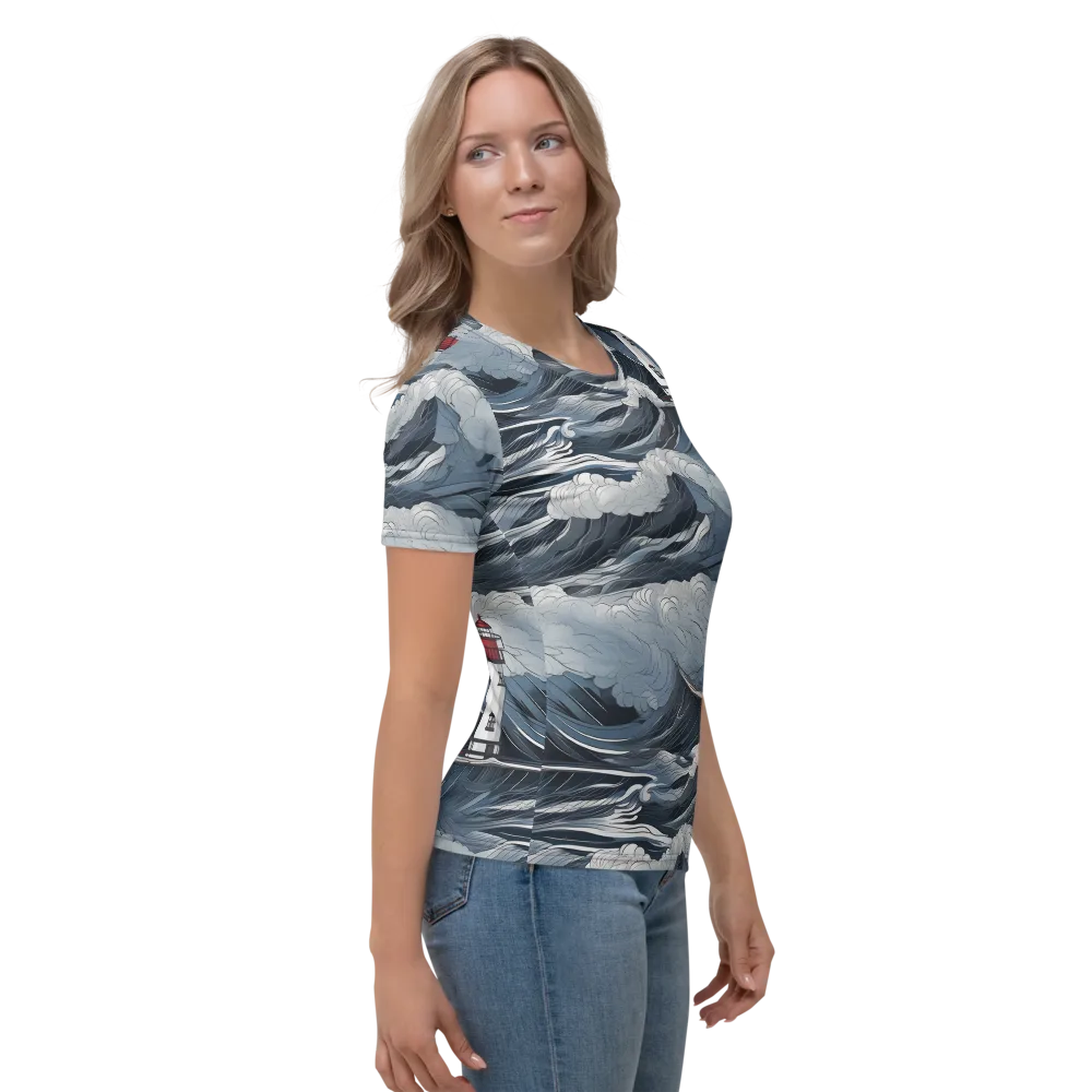 Midnight Lighthouse on Women's Crew Neck T-Shirt — Right