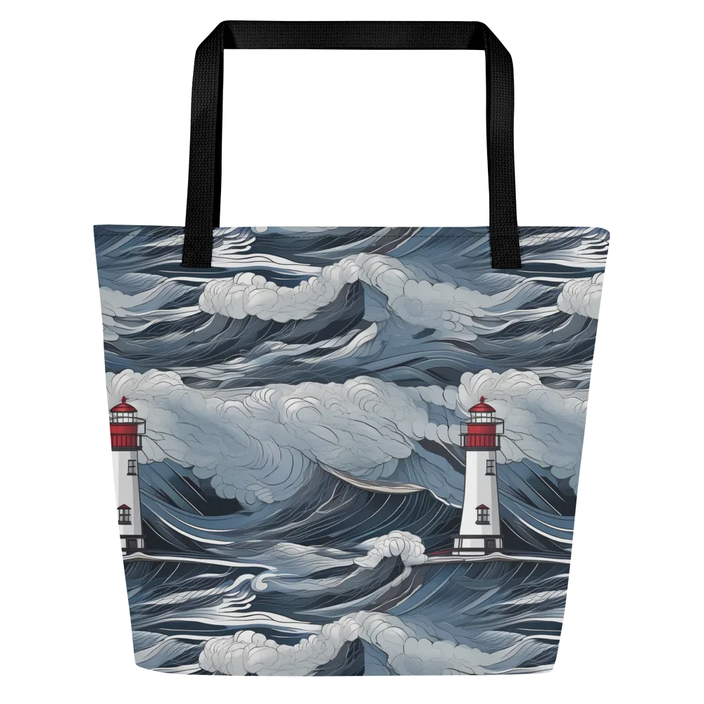Midnight Lighthouse on Large Tote Bag W/ Pocket — Front