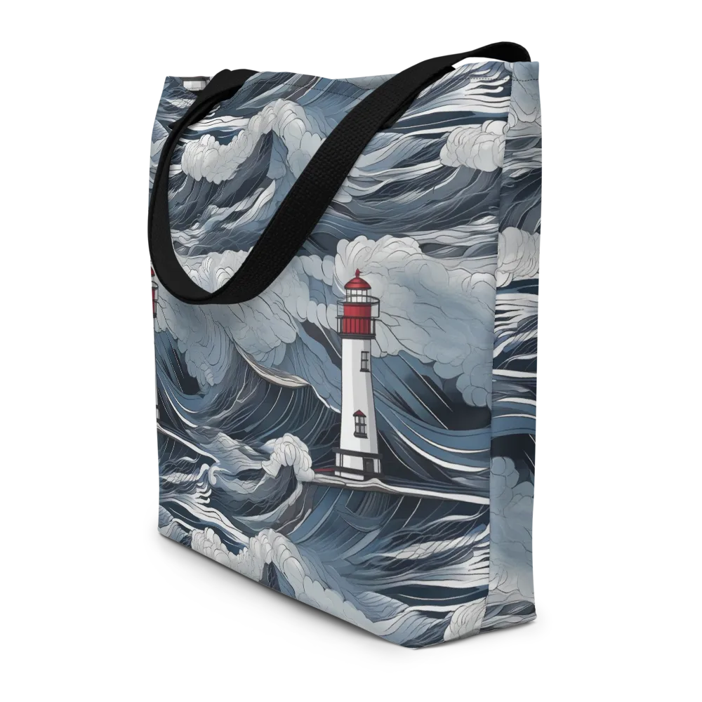 Midnight Lighthouse on Large Tote Bag W/ Pocket — Front