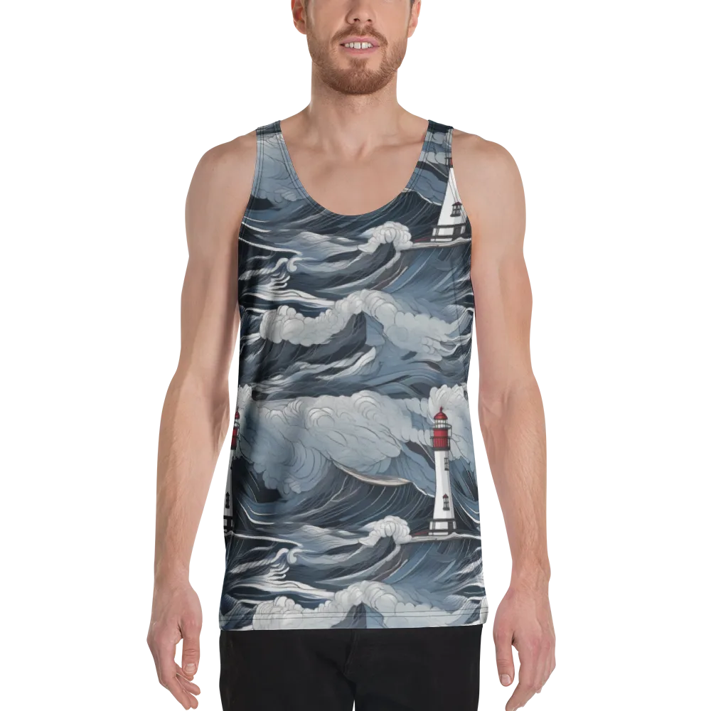 Midnight Lighthouse on Men's Tank Top — Front