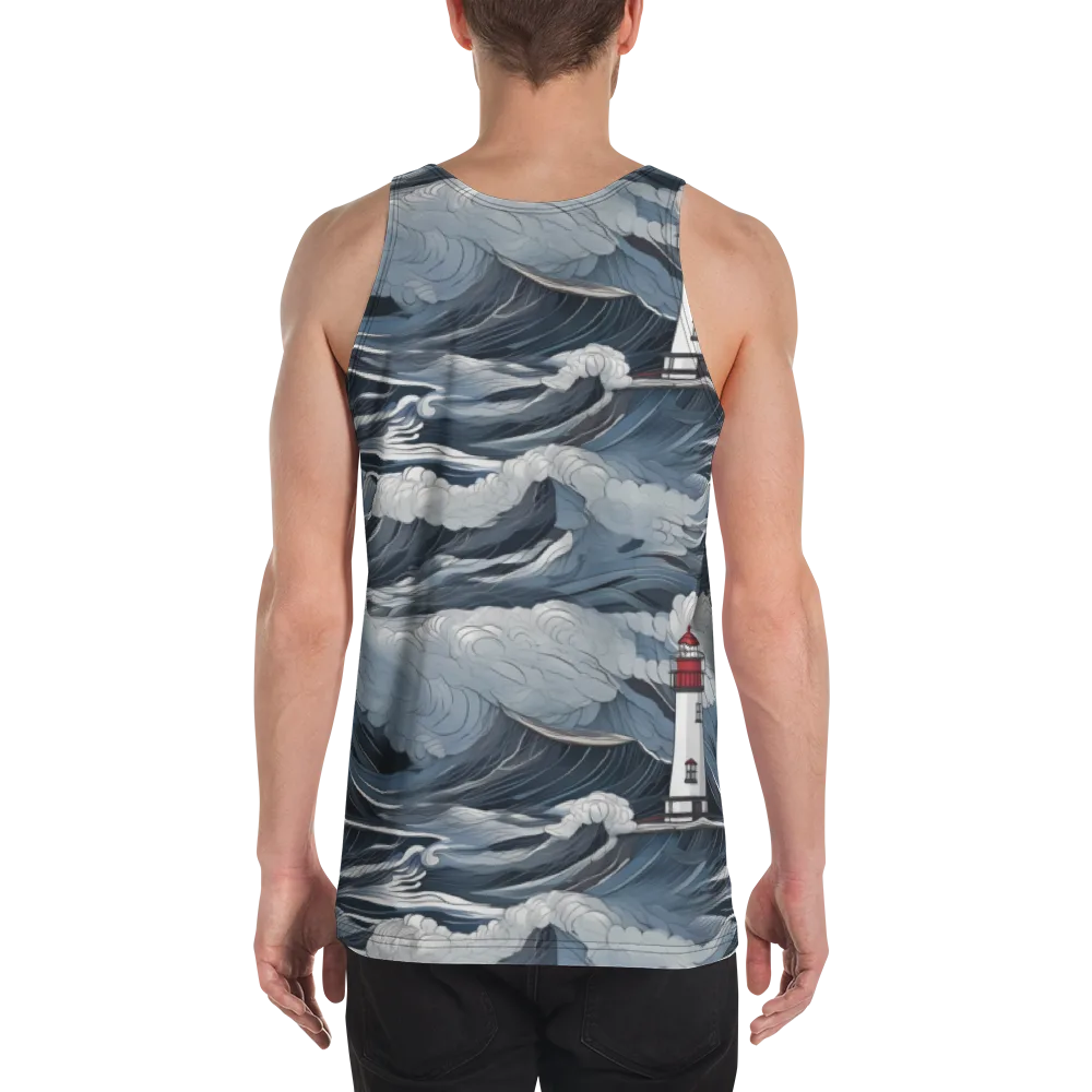 Midnight Lighthouse on Men's Tank Top — Back