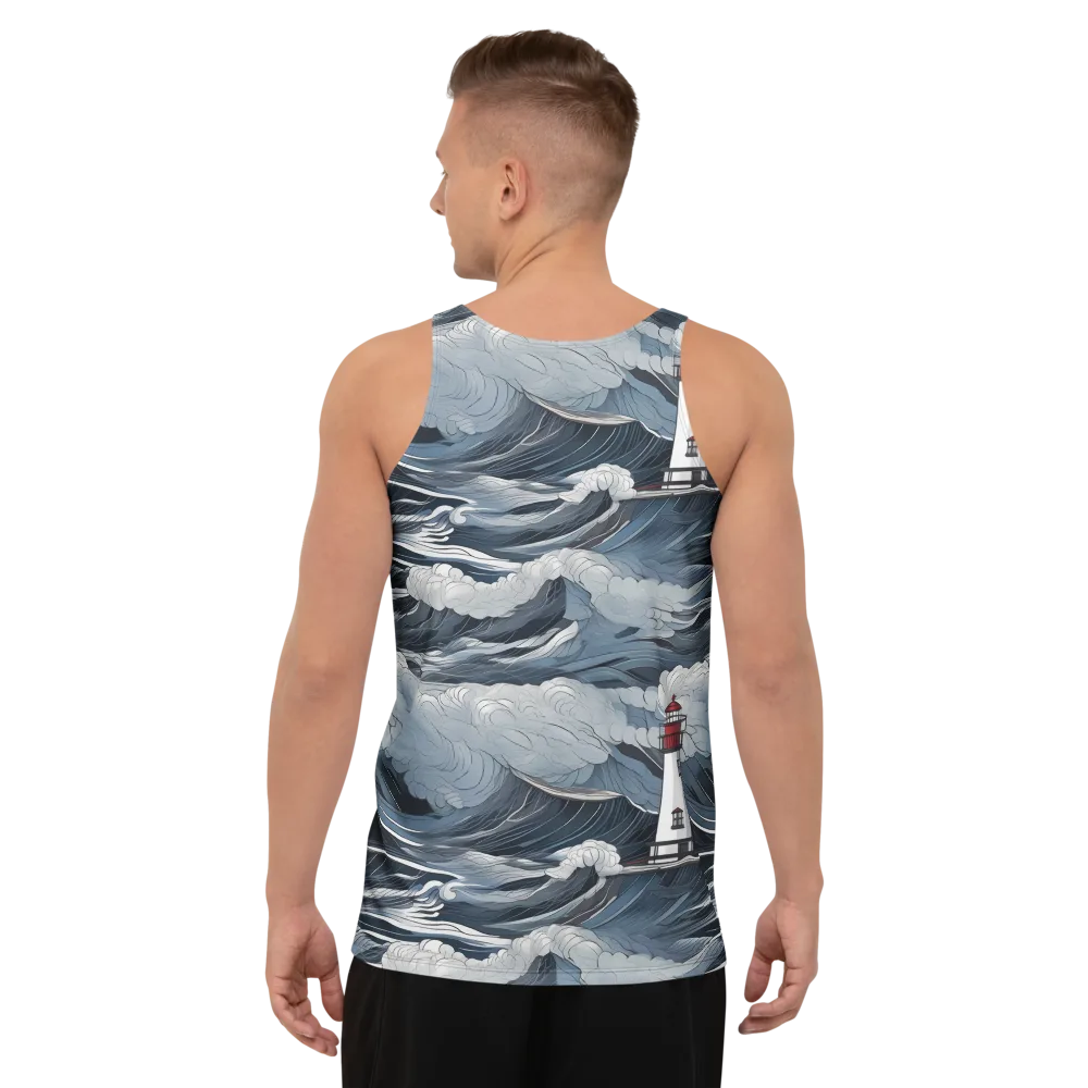 Midnight Lighthouse on Men's Tank Top — Back