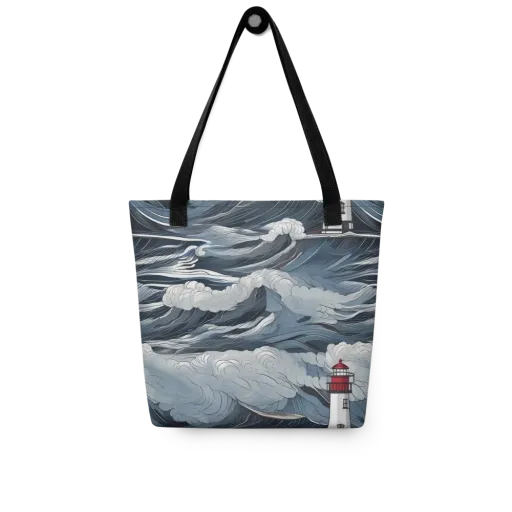 Midnight Lighthouse on a Tote Bag