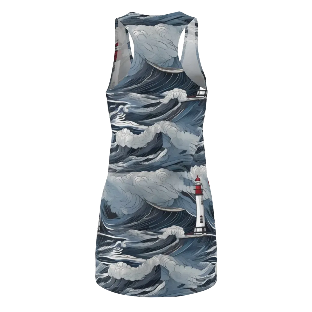 Midnight Lighthouse on Racerback Dress — Back