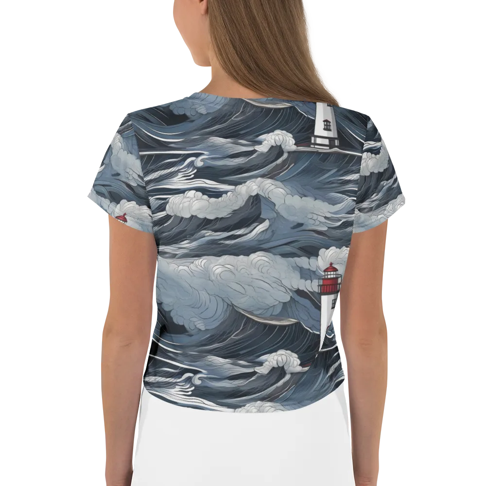 Midnight Lighthouse on Crop Tee — Back