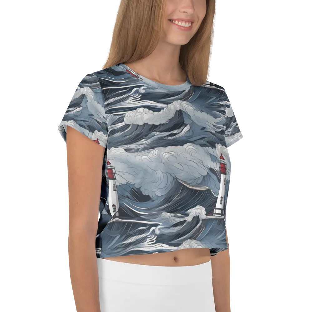 Midnight Lighthouse on Crop Tee — Right