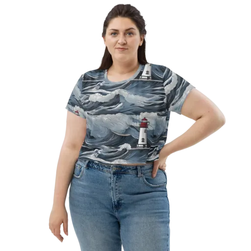 Midnight Lighthouse on a Crop Tee