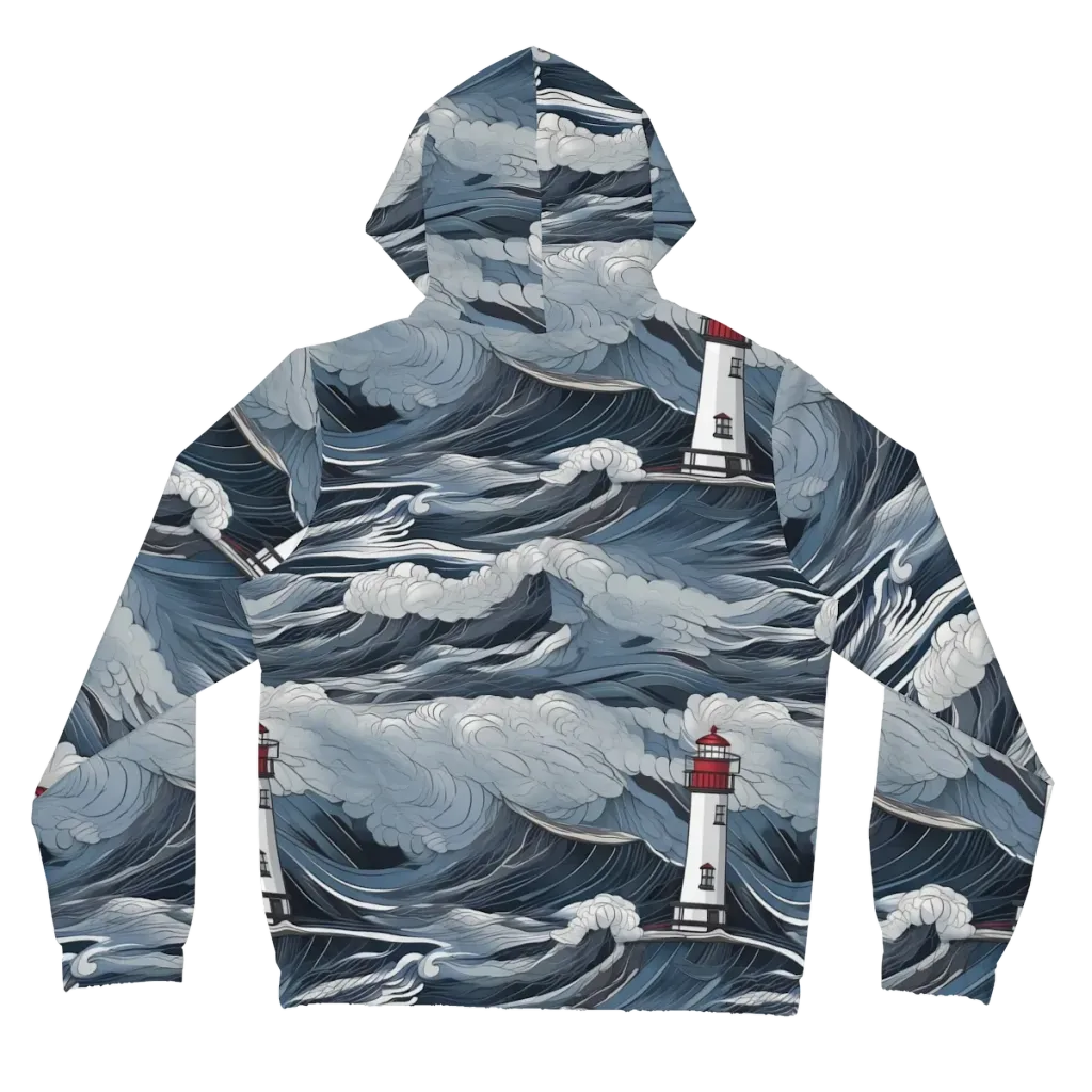Midnight Lighthouse on Women's Full-Zip Hoodie — Back