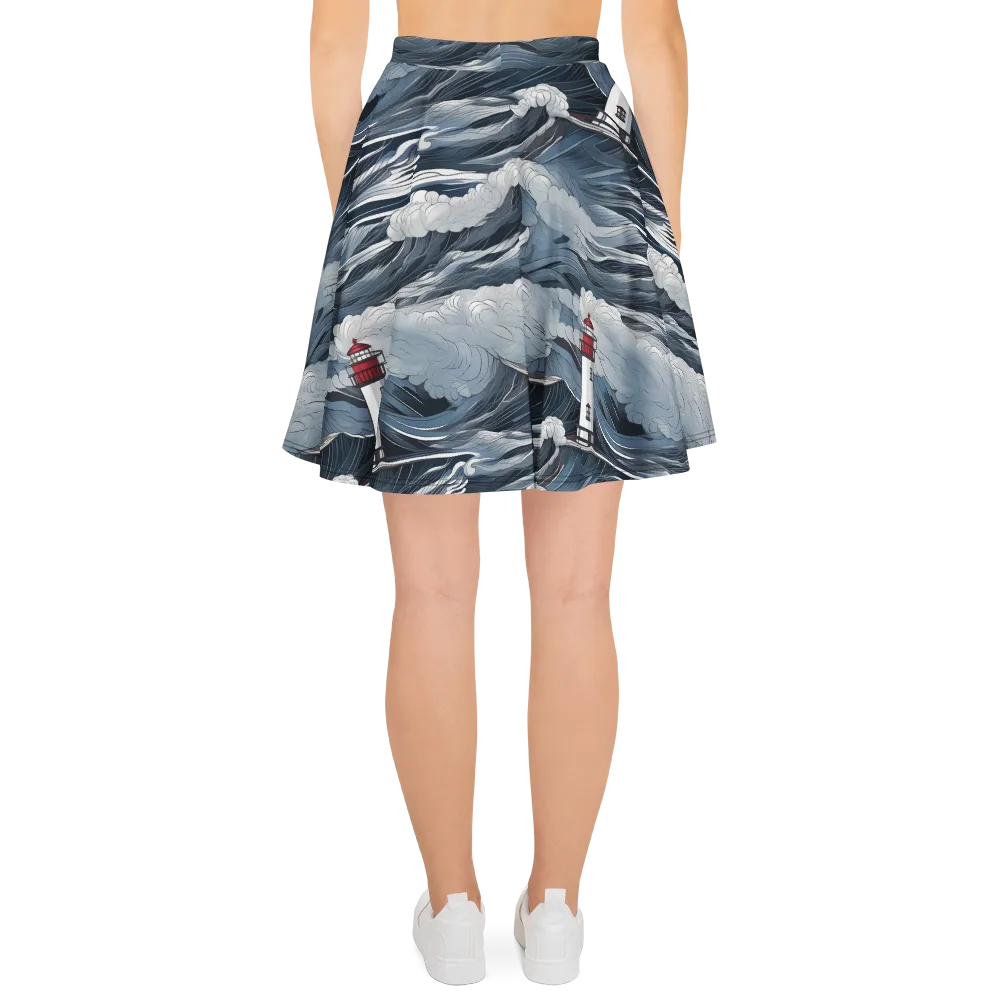 Midnight Lighthouse on Skater Skirt — Back