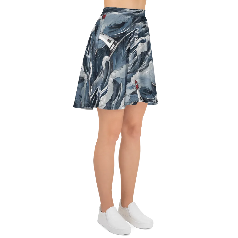 Midnight Lighthouse on Skater Skirt — Right