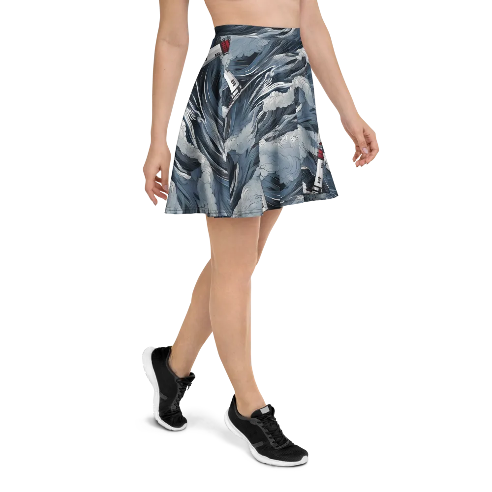 Midnight Lighthouse on Skater Skirt — Right