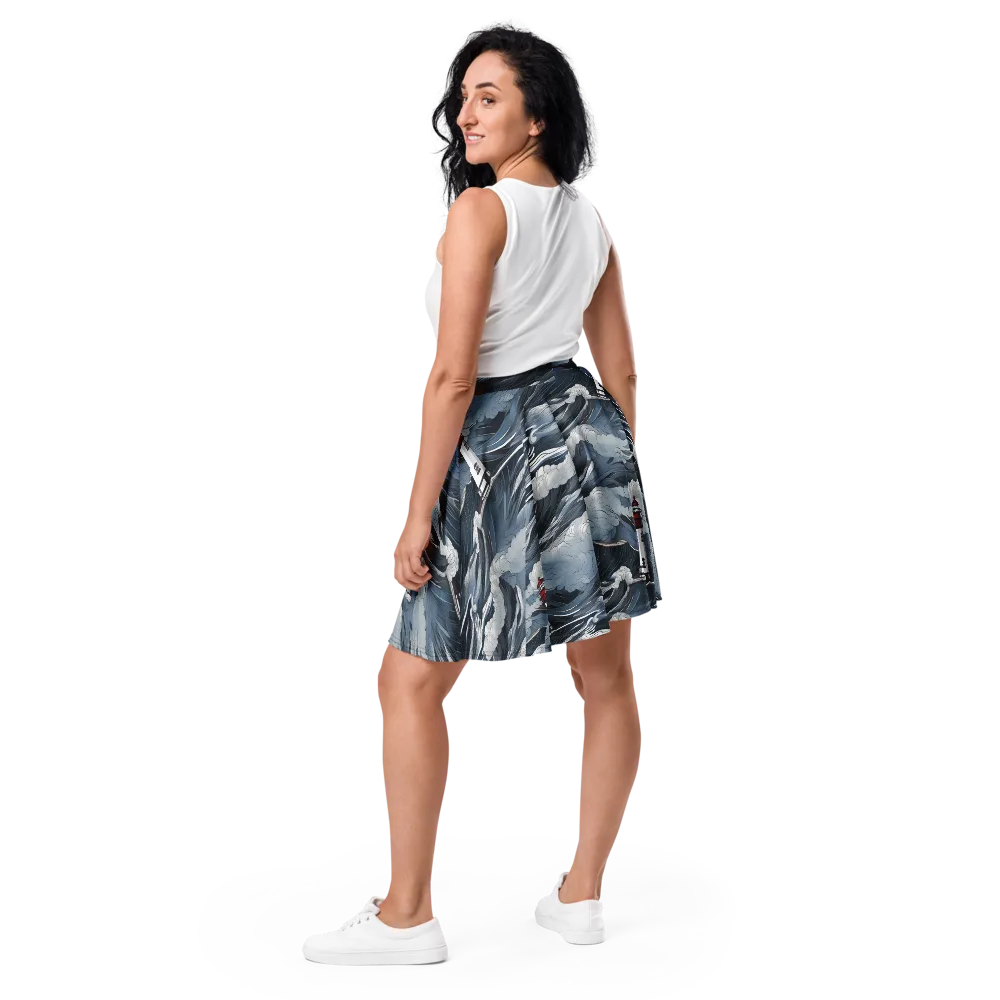 Midnight Lighthouse on Skater Skirt — Back