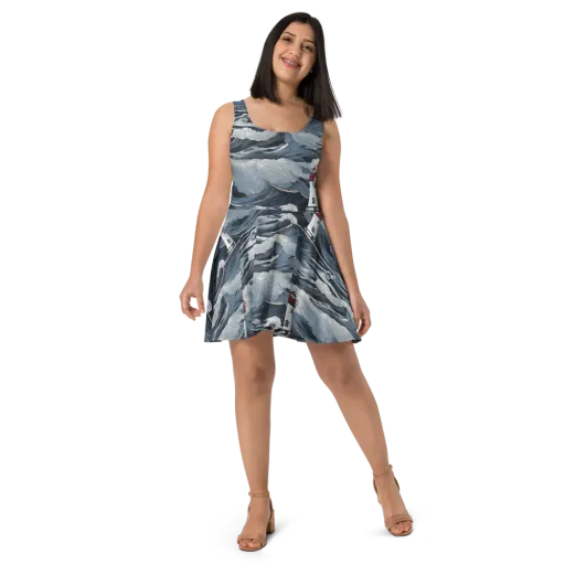 Midnight Lighthouse on a Skater Dress