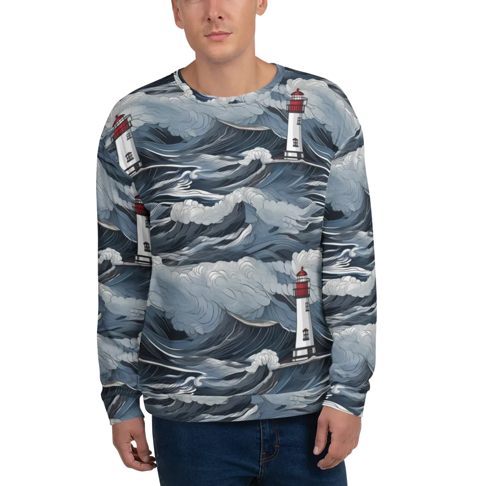 Midnight Lighthouse on Sweatshirt — Front