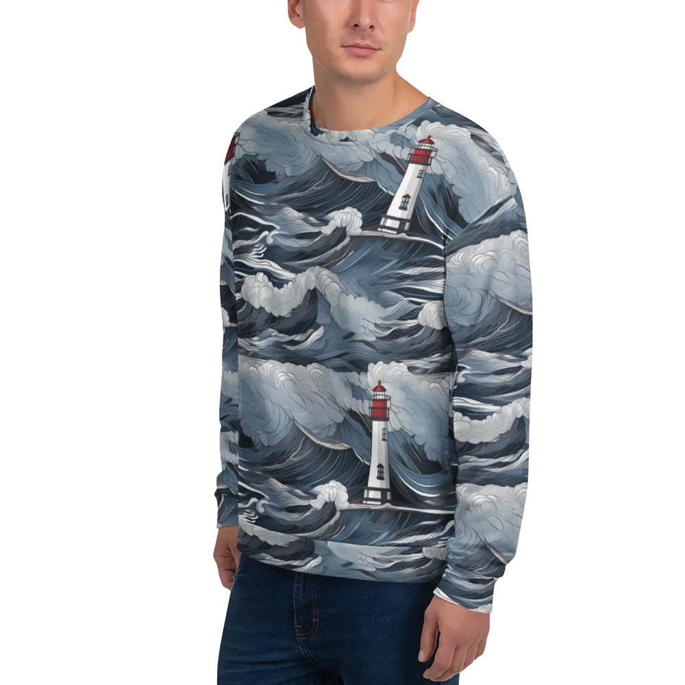 Midnight Lighthouse on Sweatshirt — Left Front