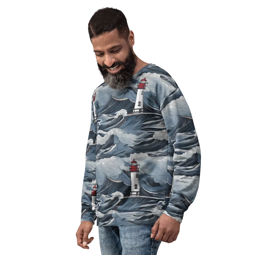 Midnight Lighthouse on Sweatshirt — Left Front