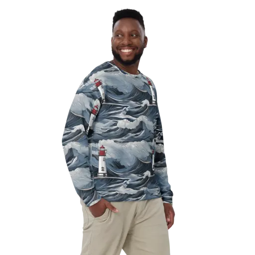 Midnight Lighthouse on a Sweatshirt