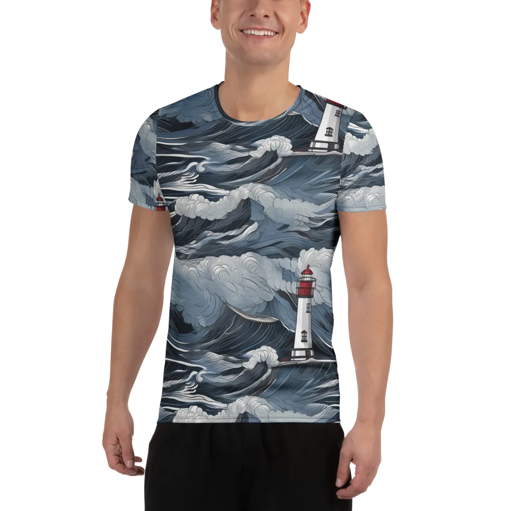 Midnight Lighthouse on Men's Athletic T-Shirt — Front