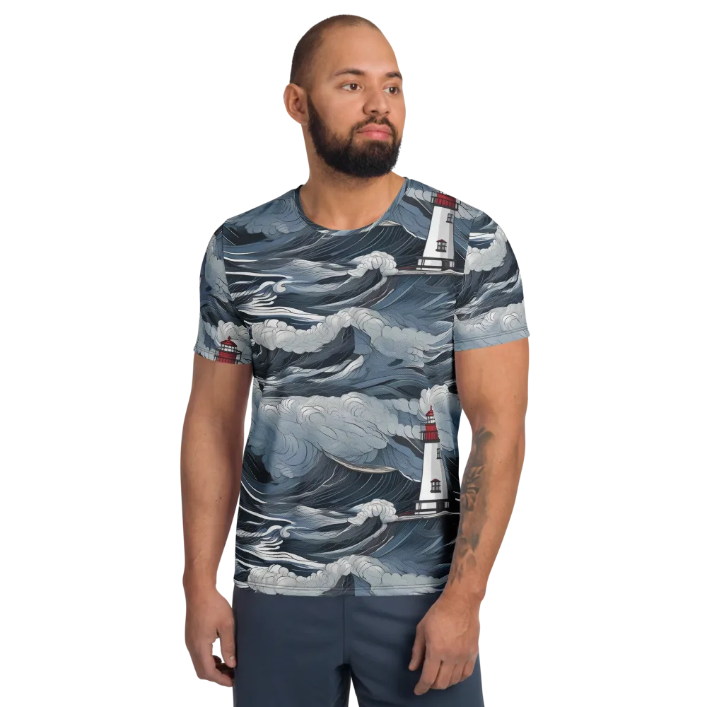 Midnight Lighthouse on Men's Athletic T-Shirt — Front