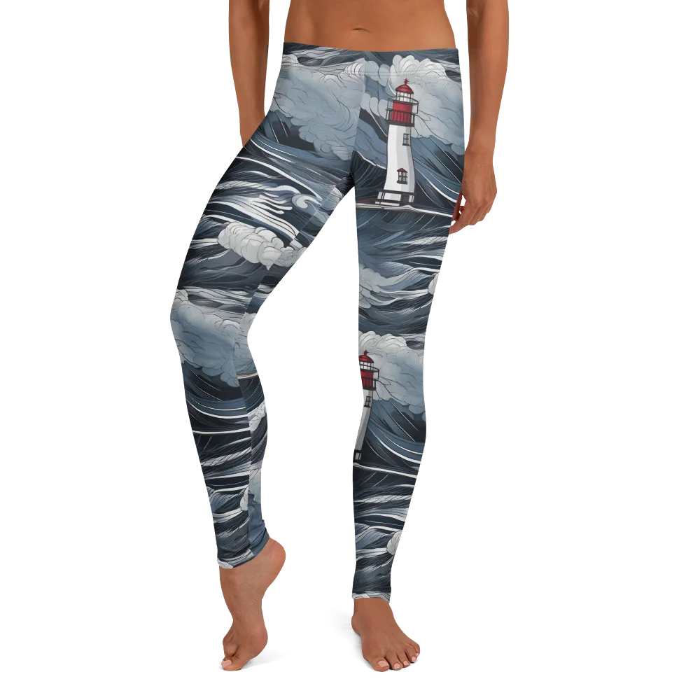 Midnight Lighthouse on Leggings — Front