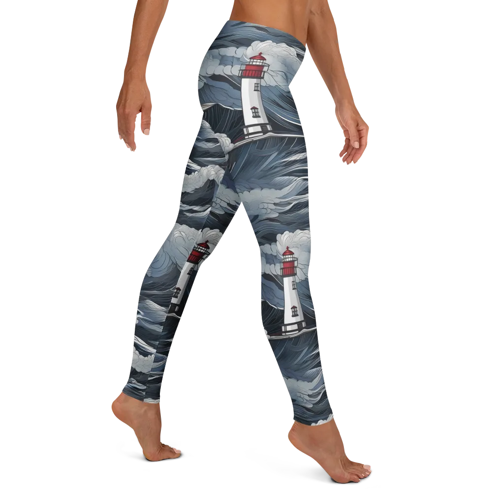 Midnight Lighthouse on Leggings — Right
