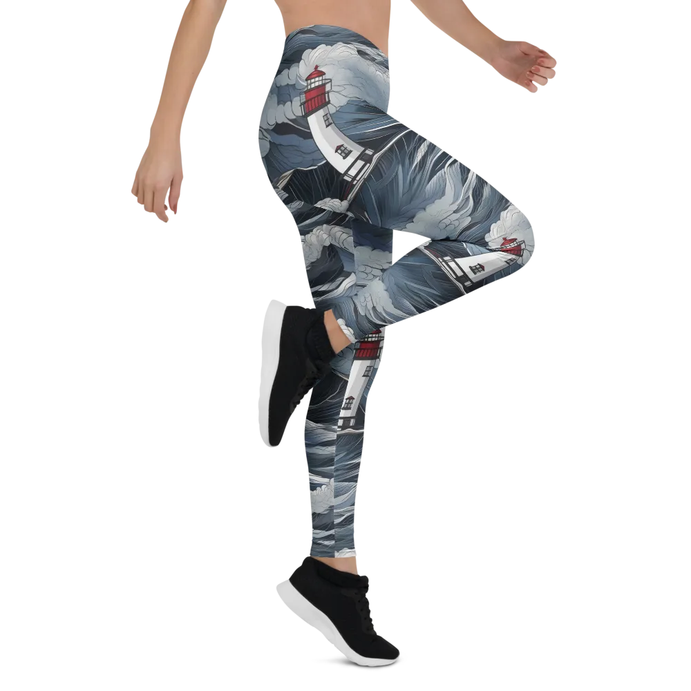Midnight Lighthouse on Leggings — Right