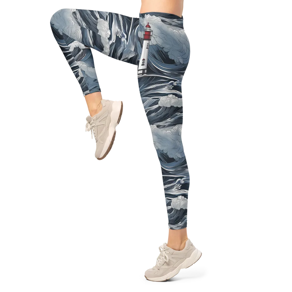 Midnight Lighthouse on Leggings — Left