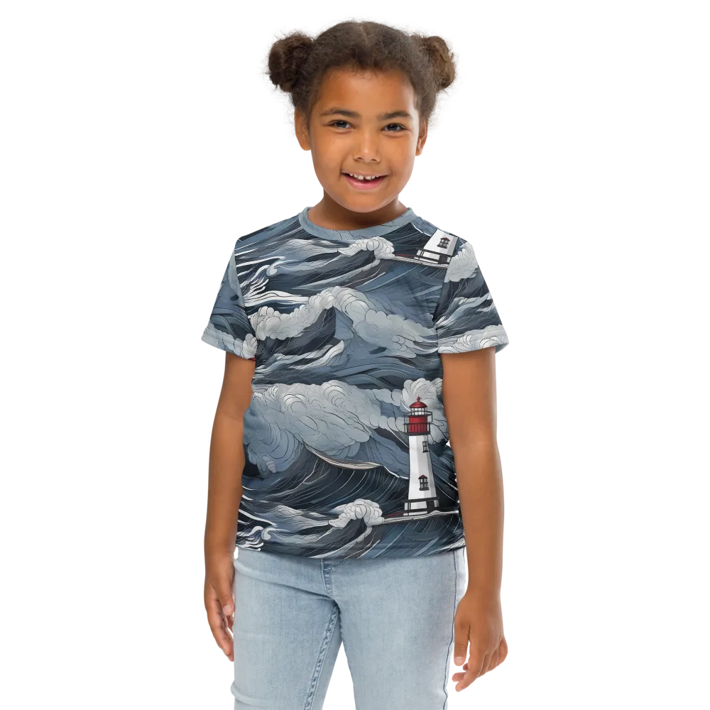 Midnight Lighthouse on Kids Crew Neck T-Shirt — Front