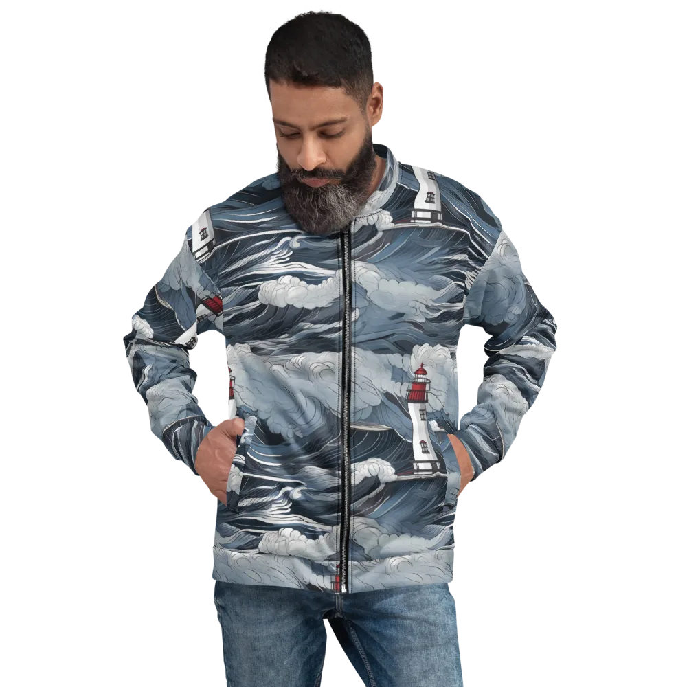 Midnight Lighthouse on Bomber Jacket — Front