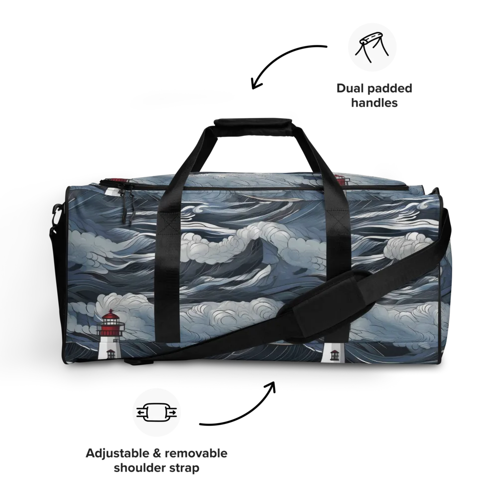 Midnight Lighthouse on Duffle Bag — Front