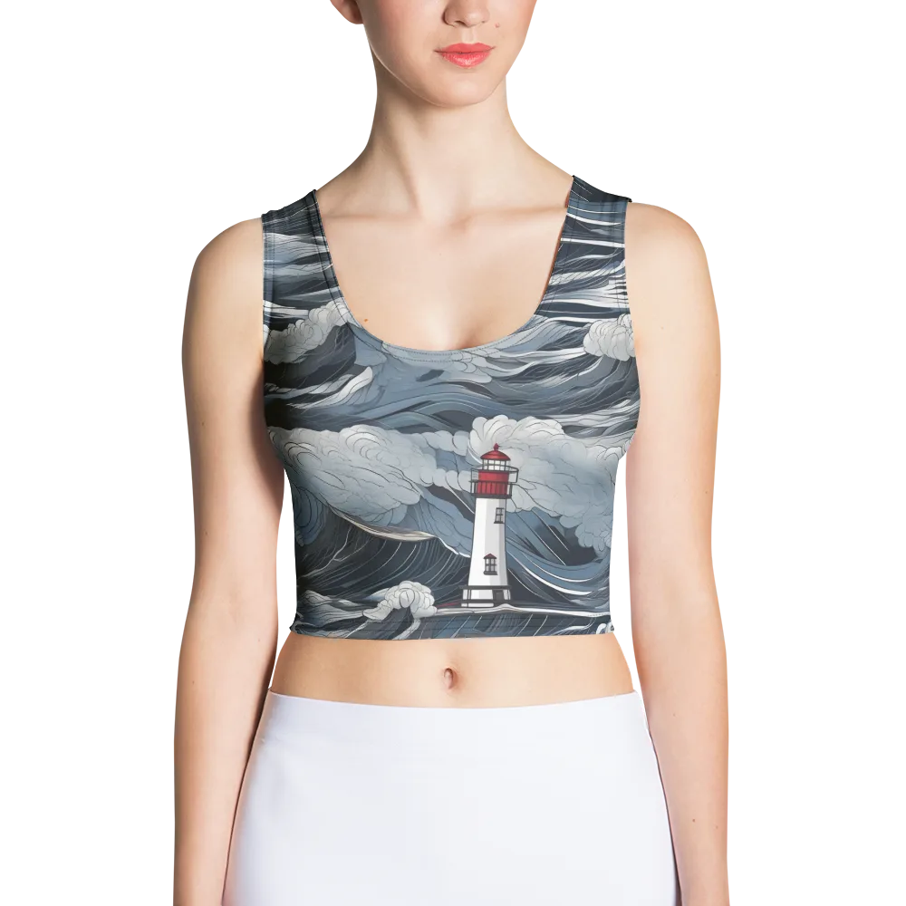 Midnight Lighthouse on Crop Top — Front