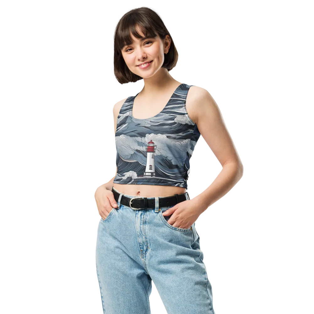 Midnight Lighthouse on Crop Top — Front