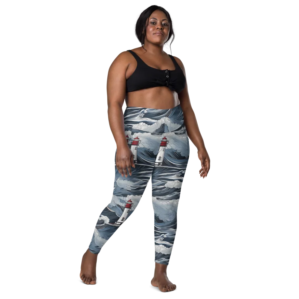 Midnight Lighthouse on Leggings with Pockets — Front