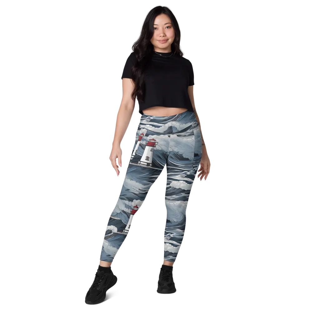 Midnight Lighthouse on Leggings with Pockets — Front