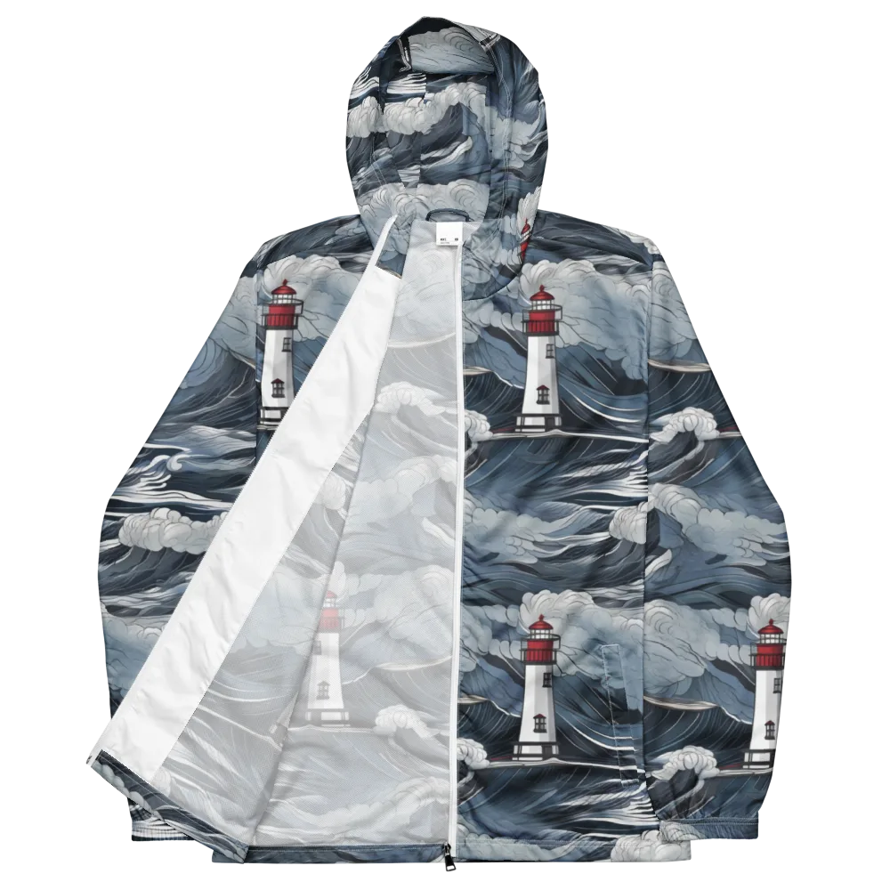 Midnight Lighthouse on Men's Windbreaker — Front