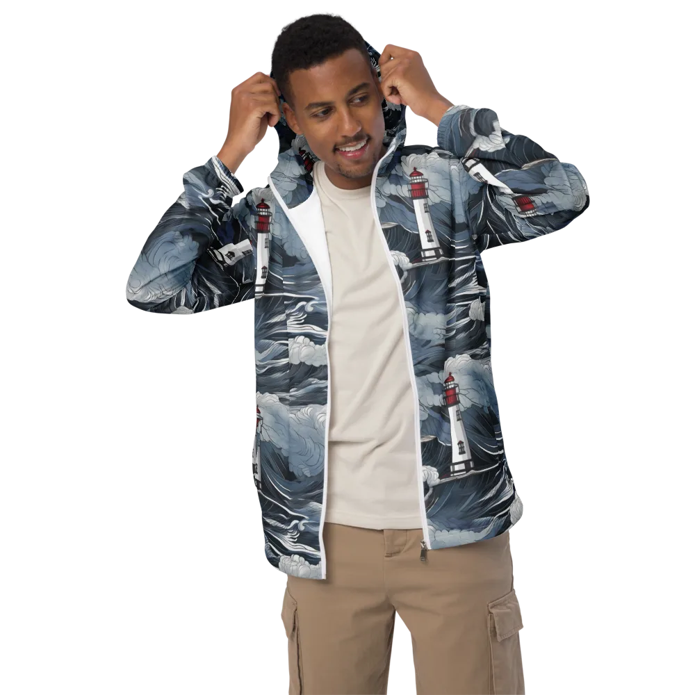 Midnight Lighthouse on Men's Windbreaker — Front
