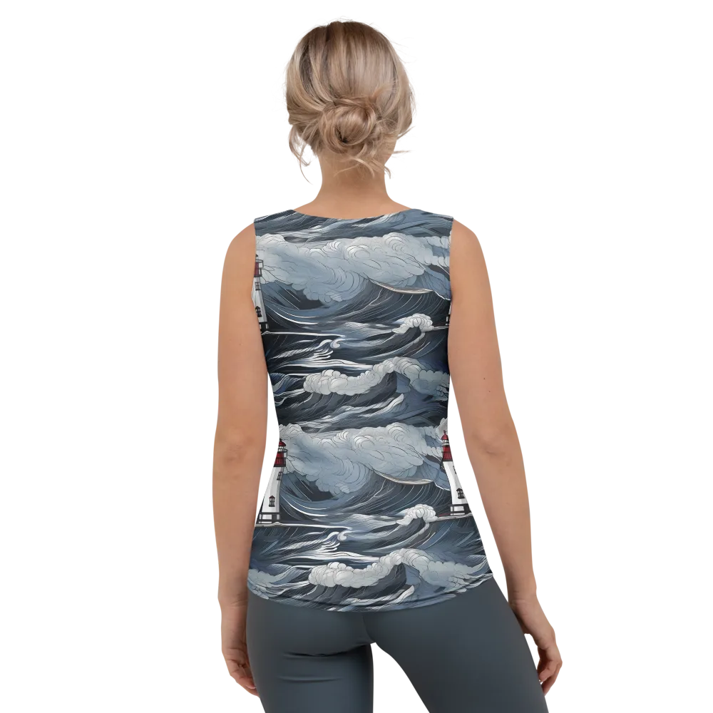Midnight Lighthouse on Women's Tank Top — Back