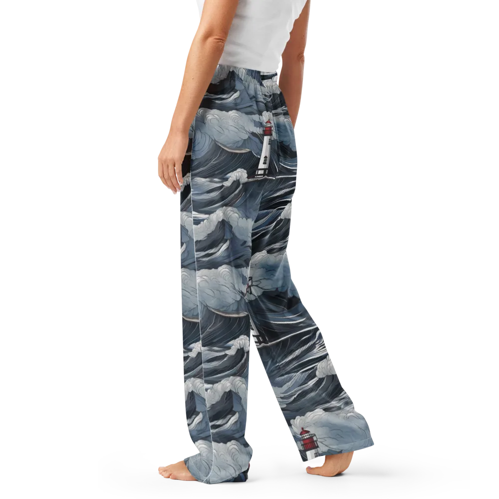 Midnight Lighthouse on Women's Pajama Pants — Left